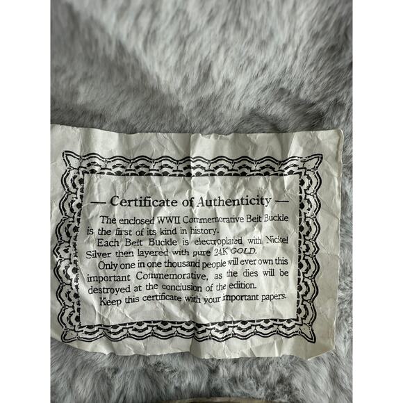 WWII Commemorative Belt Buckle 24K Gold Plated 1992 D.H.I. Limited Edition - Picture 6 of 7